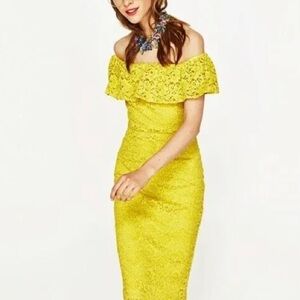 🌻ZARA MIDI DRESS YELLOW LACE GORGEOUS
